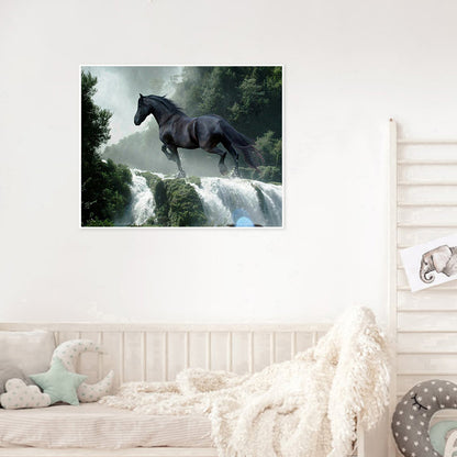 Horse Walking On Waterfall - Full Round Drill Diamond Painting 50*40CM