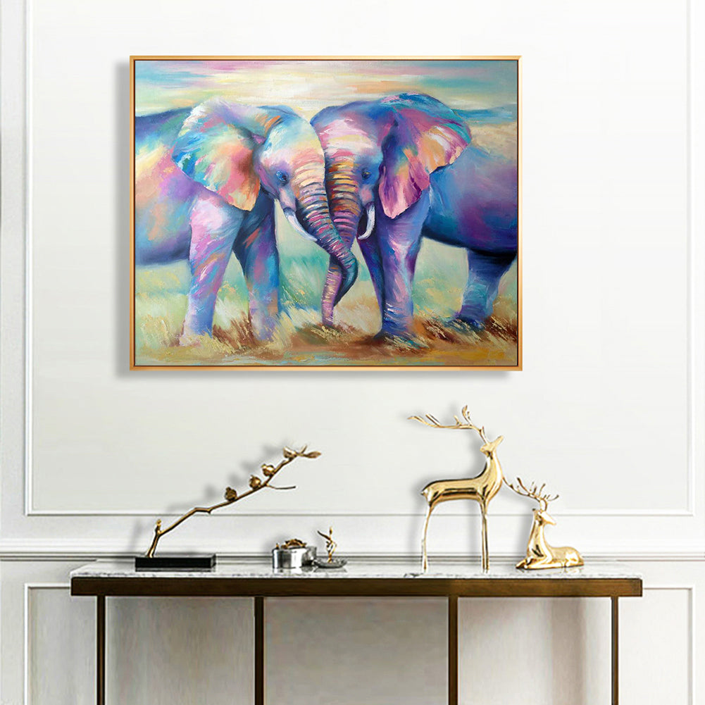 Two Elephants - Full Round Drill Diamond Painting 50*40CM