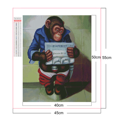 Monkey Squatting Toilet - Full Square Drill Diamond Painting 40*50CM
