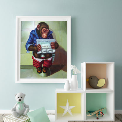 Monkey Squatting Toilet - Full Square Drill Diamond Painting 40*50CM
