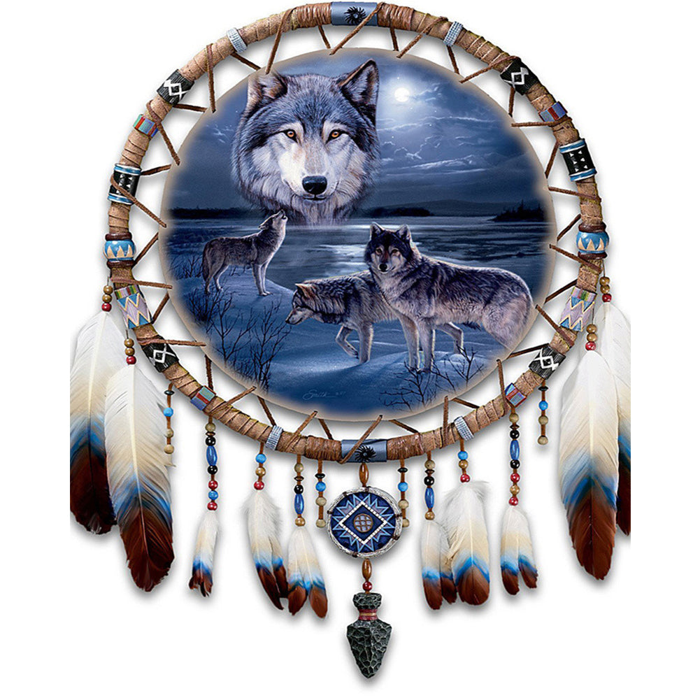 The Wolf And The Dream Catcher - Full Square Drill Diamond Painting 40*50CM