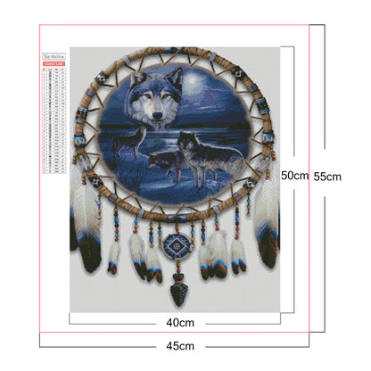 The Wolf And The Dream Catcher - Full Square Drill Diamond Painting 40*50CM