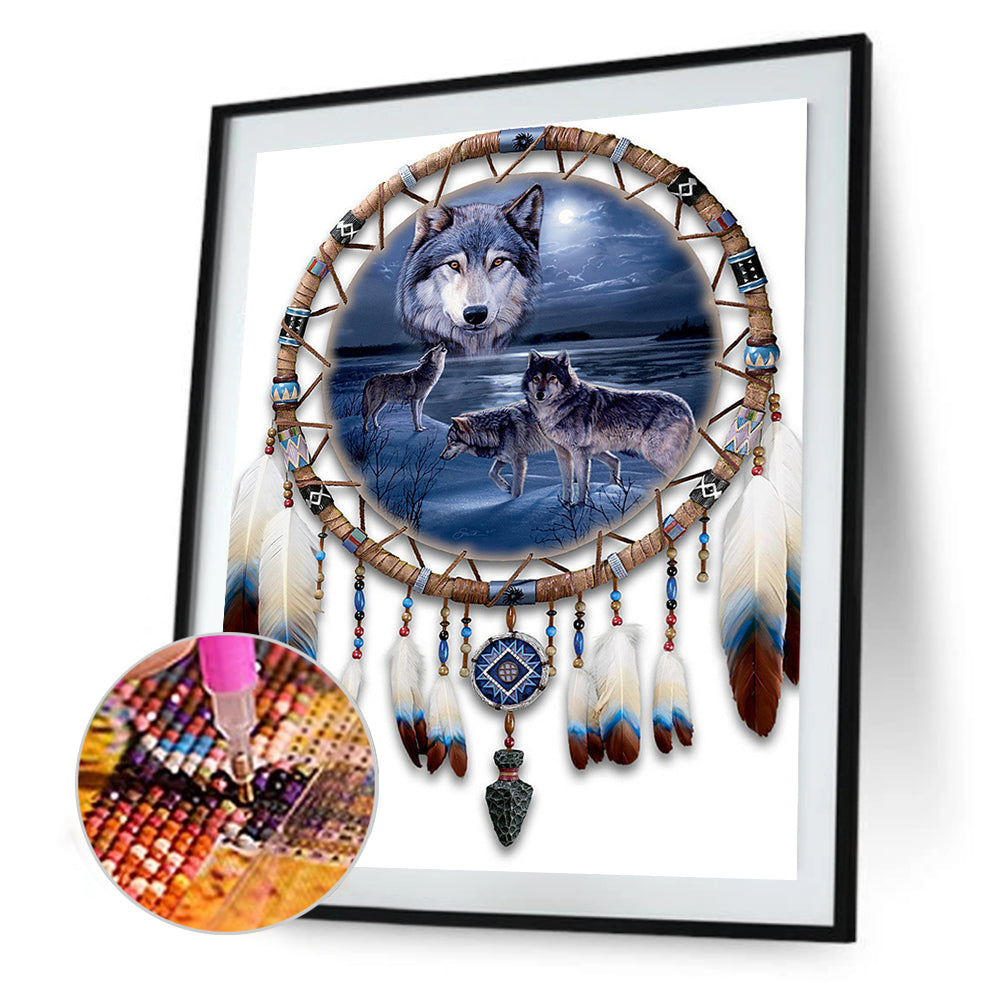 The Wolf And The Dream Catcher - Full Square Drill Diamond Painting 40*50CM