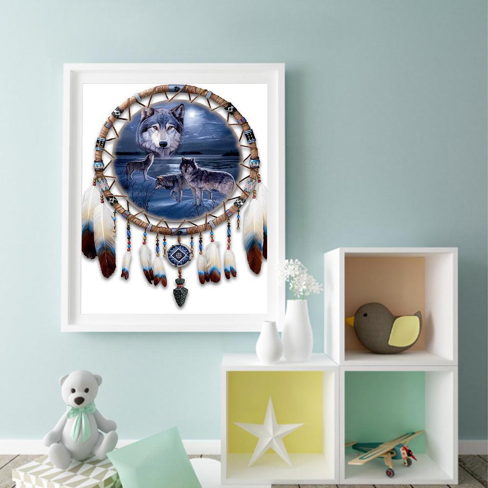 The Wolf And The Dream Catcher - Full Square Drill Diamond Painting 40*50CM