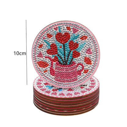 DIY Coaster Non-slip Diamond Painting Cup Cushion with Rack Round Kit Home Decor