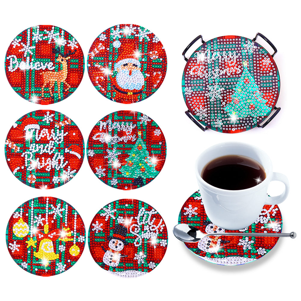 DIY Coaster Non-slip Diamond Painting Cup Cushion with Rack Round Kit Home Decor