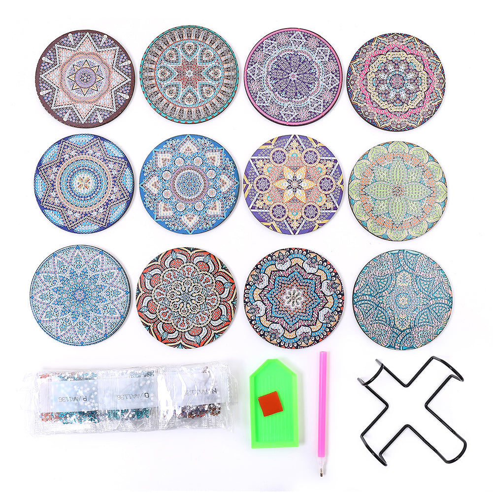 DIY Coaster Non-slip Diamond Painting Cup Cushion with Rack Round Kit Home Decor