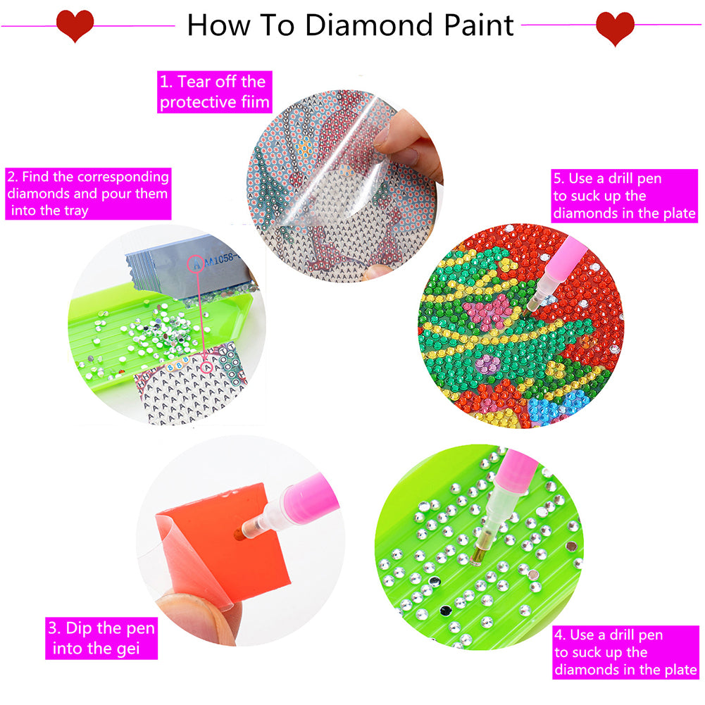 DIY Coaster Non-slip Diamond Painting Cup Cushion with Rack Round Kit Home Decor