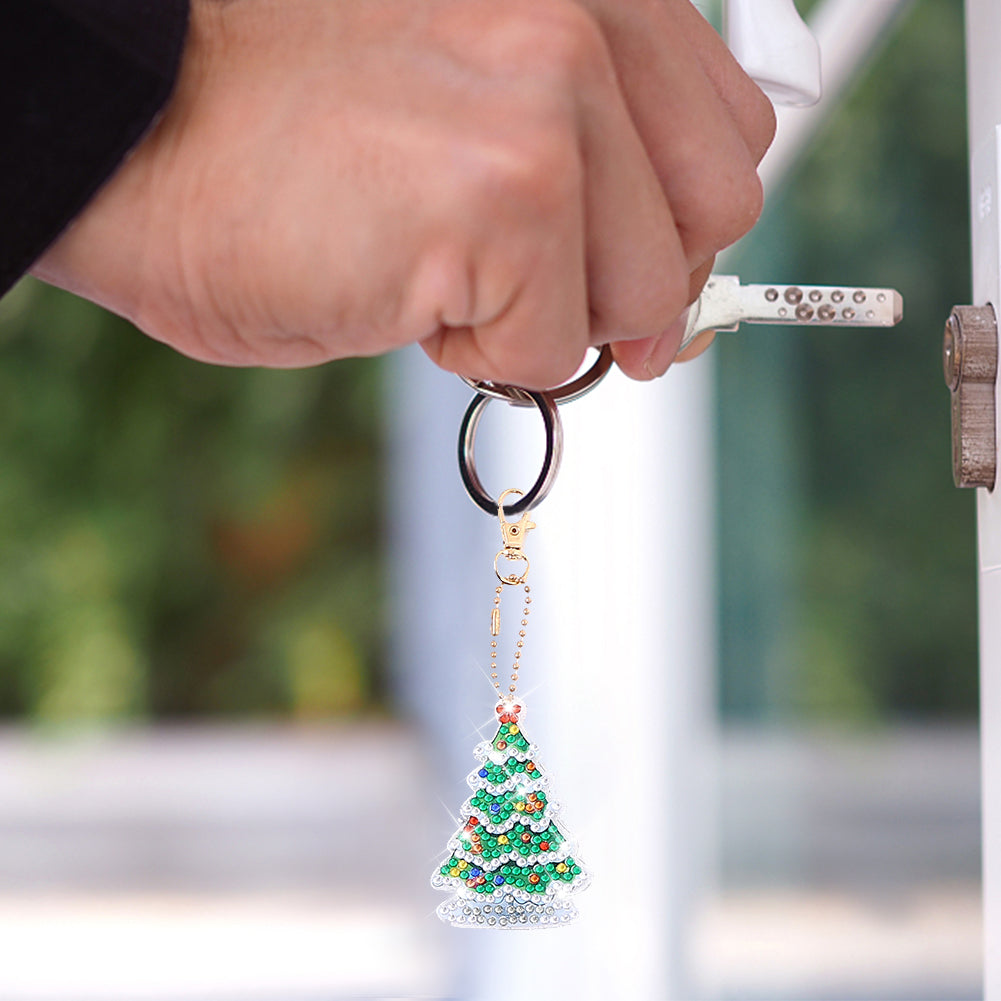 Christmas Diamond Keychains Art Craft DIY Handmade Double Sided Kid Adult Gifts