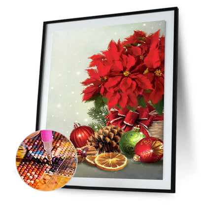 Christmas Poinsettia - Full Round Drill Diamond Painting 30*40CM