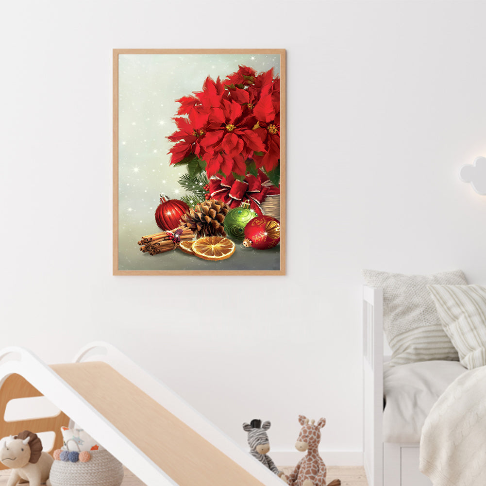 Christmas Poinsettia - Full Round Drill Diamond Painting 30*40CM