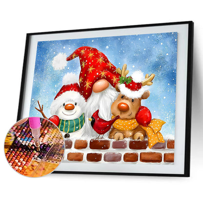 Christmas Snowman Fawn Goblin - Full Round Drill Diamond Painting 40*30CM