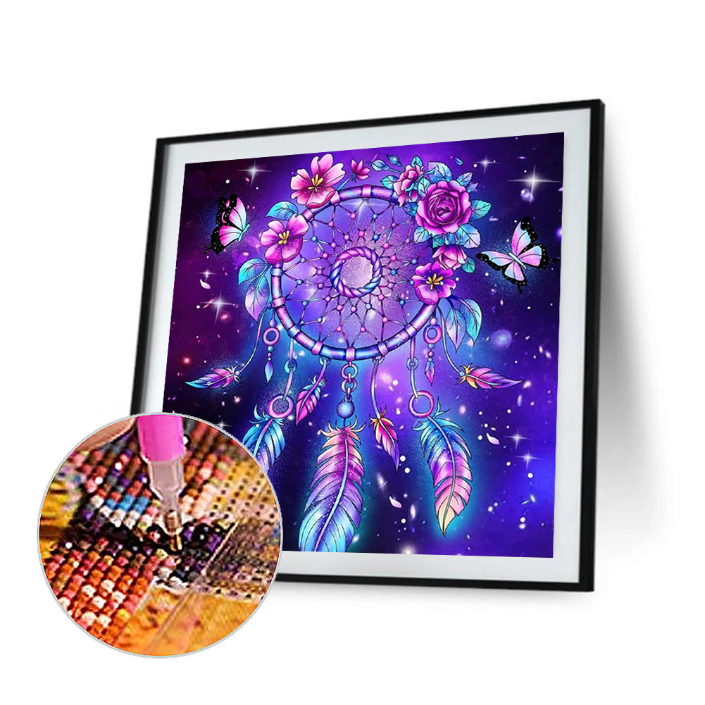 Purple Rose Dream Catcher - Full Round Drill Diamond Painting 50*50cm