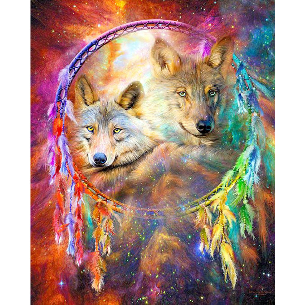 Wolf Dream Catcher - Full Round Drill Diamond Painting 40*50CM