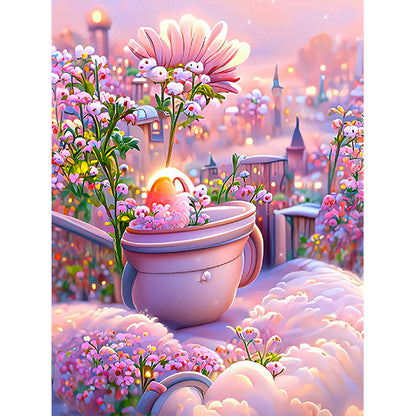 Pink Flower Manor - Full Round Drill Diamond Painting 40*50CM
