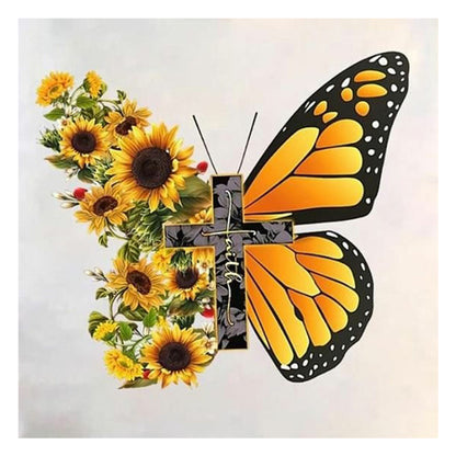 Sunflower Butterfly - Full Round Drill Diamond Painting 50*50CM