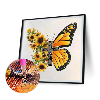 Sunflower Butterfly - Full Round Drill Diamond Painting 50*50CM