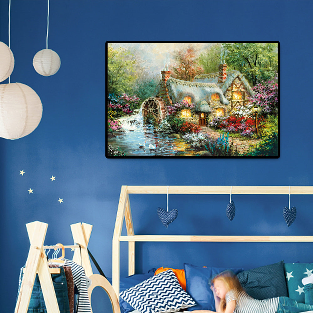 Fairy Tale River House - Full Round Drill Diamond Painting 70*50CM