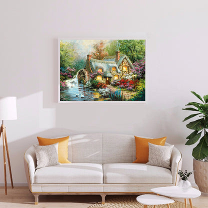 Fairy Tale River House - Full Round Drill Diamond Painting 70*50CM