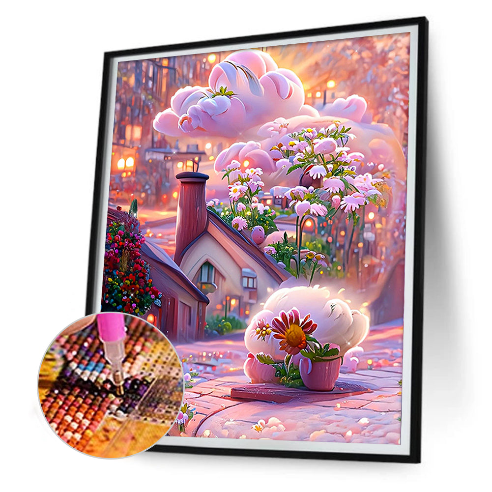 Dream Flower Manor - Full Round Drill Diamond Painting 30*40CM