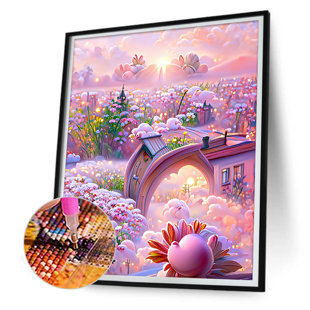 Dream Flower Manor - Full Round Drill Diamond Painting 30*40CM