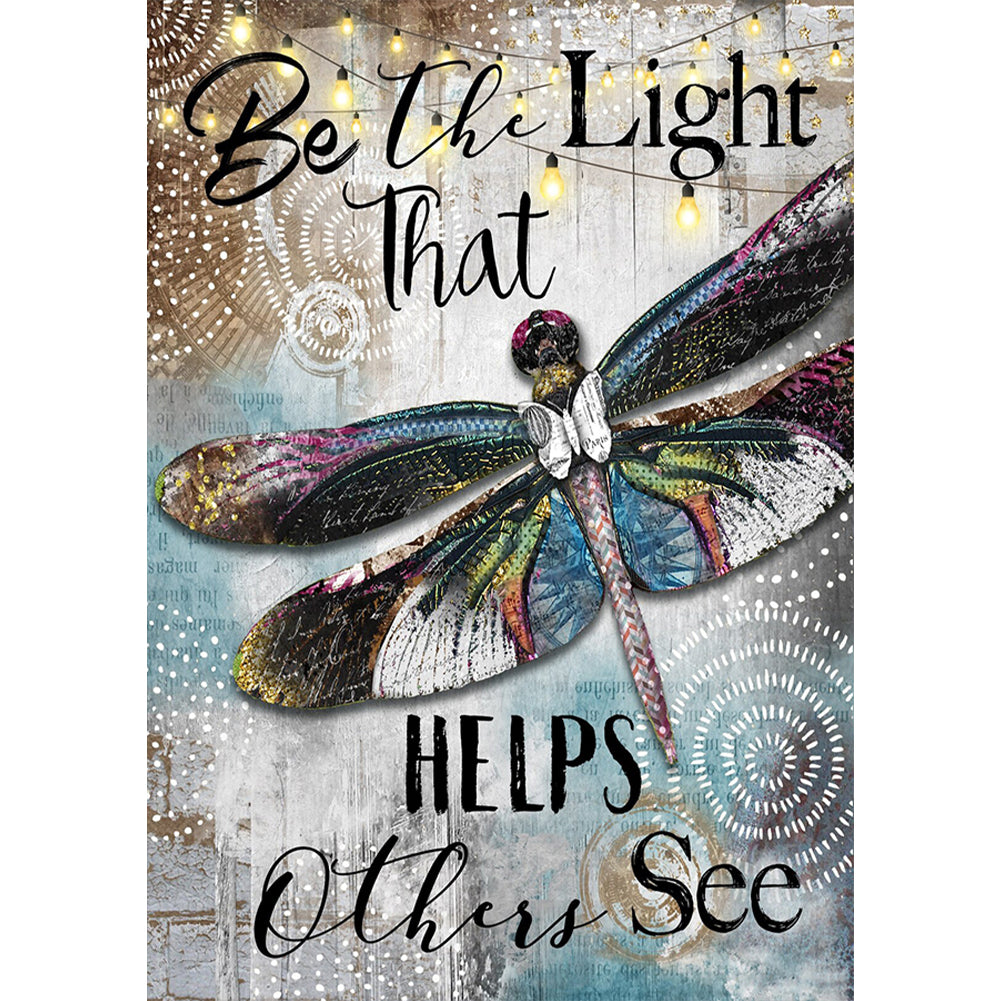Dragonfly In English - Full Round Drill Diamond Painting 30*40CM