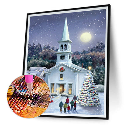 Christmas Snow Church - Full Round Drill Diamond Painting 30*40CM