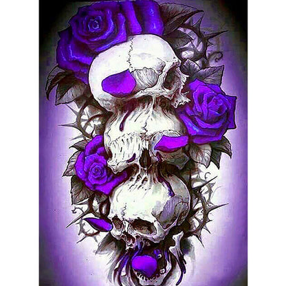 Purple Rose Skull - Full Square Drill Diamond Painting 30*40CM