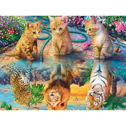 Reflection Kitten - Full Round Drill Diamond Painting 50*40CM