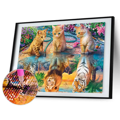 Reflection Kitten - Full Round Drill Diamond Painting 50*40CM