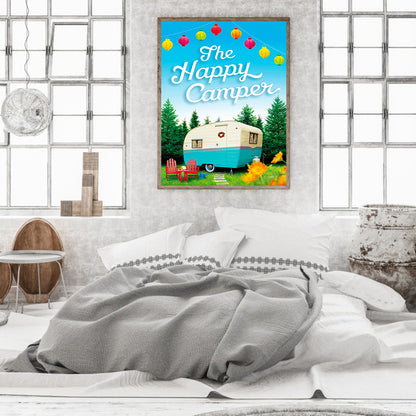 Happy Camping Bus - Full Round Drill Diamond Painting 30*40CM