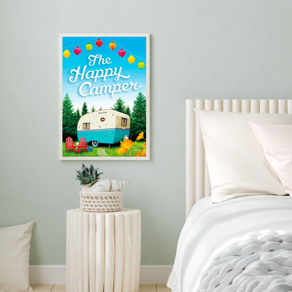 Happy Camping Bus - Full Round Drill Diamond Painting 30*40CM
