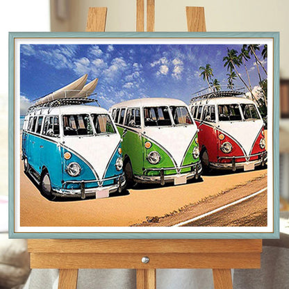 Beach Bus - Full Round Drill Diamond Painting 50*40CM