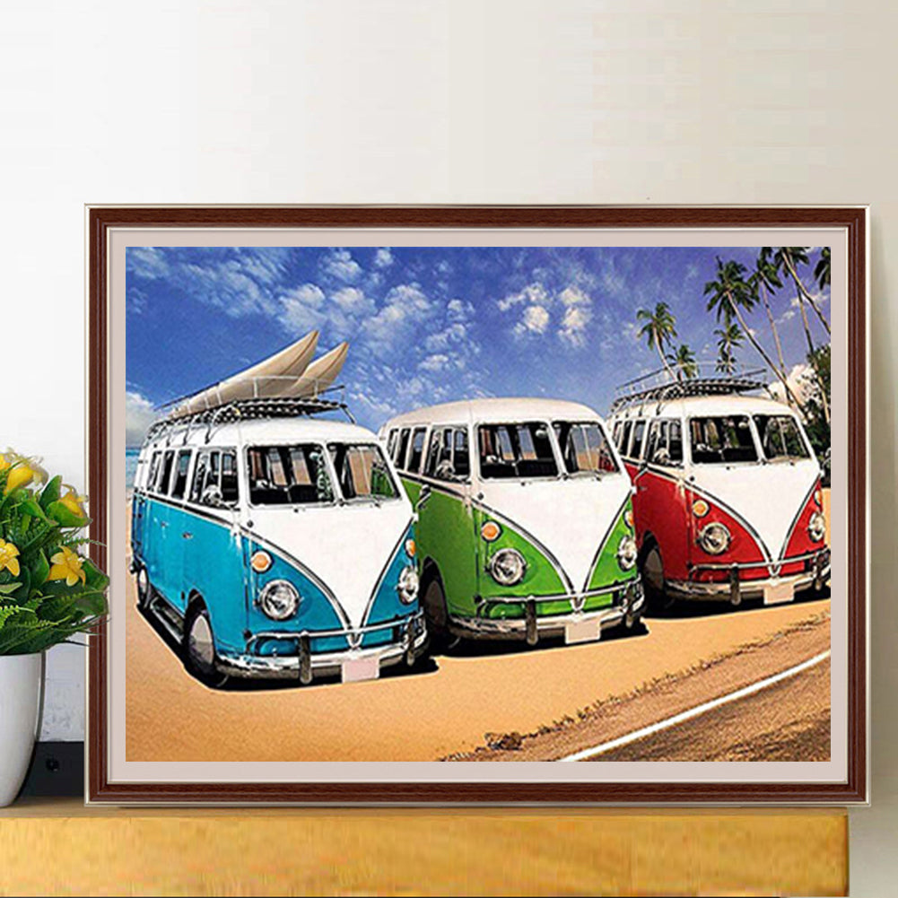 Beach Bus - Full Round Drill Diamond Painting 50*40CM