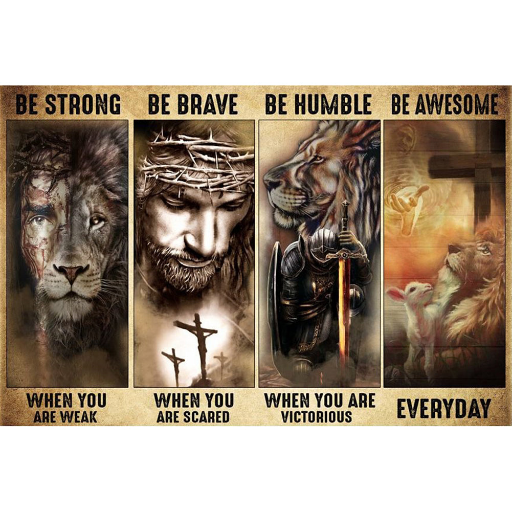 Lion Woodcut - Full Square Drill Diamond Painting 60*40CM