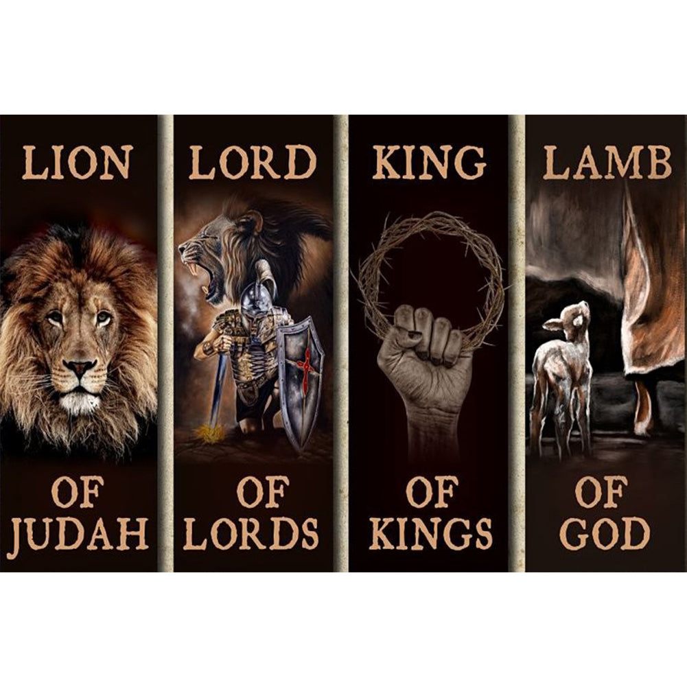 Lion Woodcut - Full Square Drill Diamond Painting 60*40CM