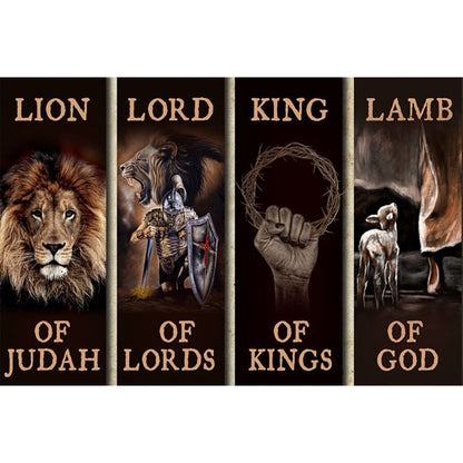 Lion Woodcut - Full Square Drill Diamond Painting 60*40CM