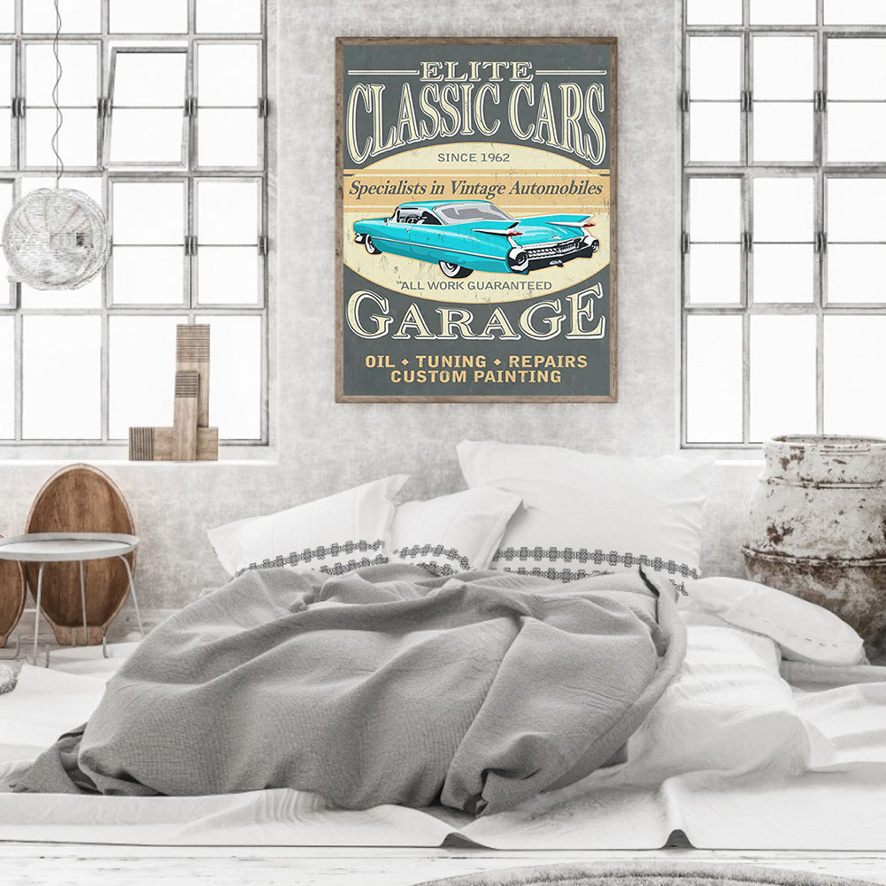 Retro Car Poster - Full Square Drill Diamond Painting 30*40CM