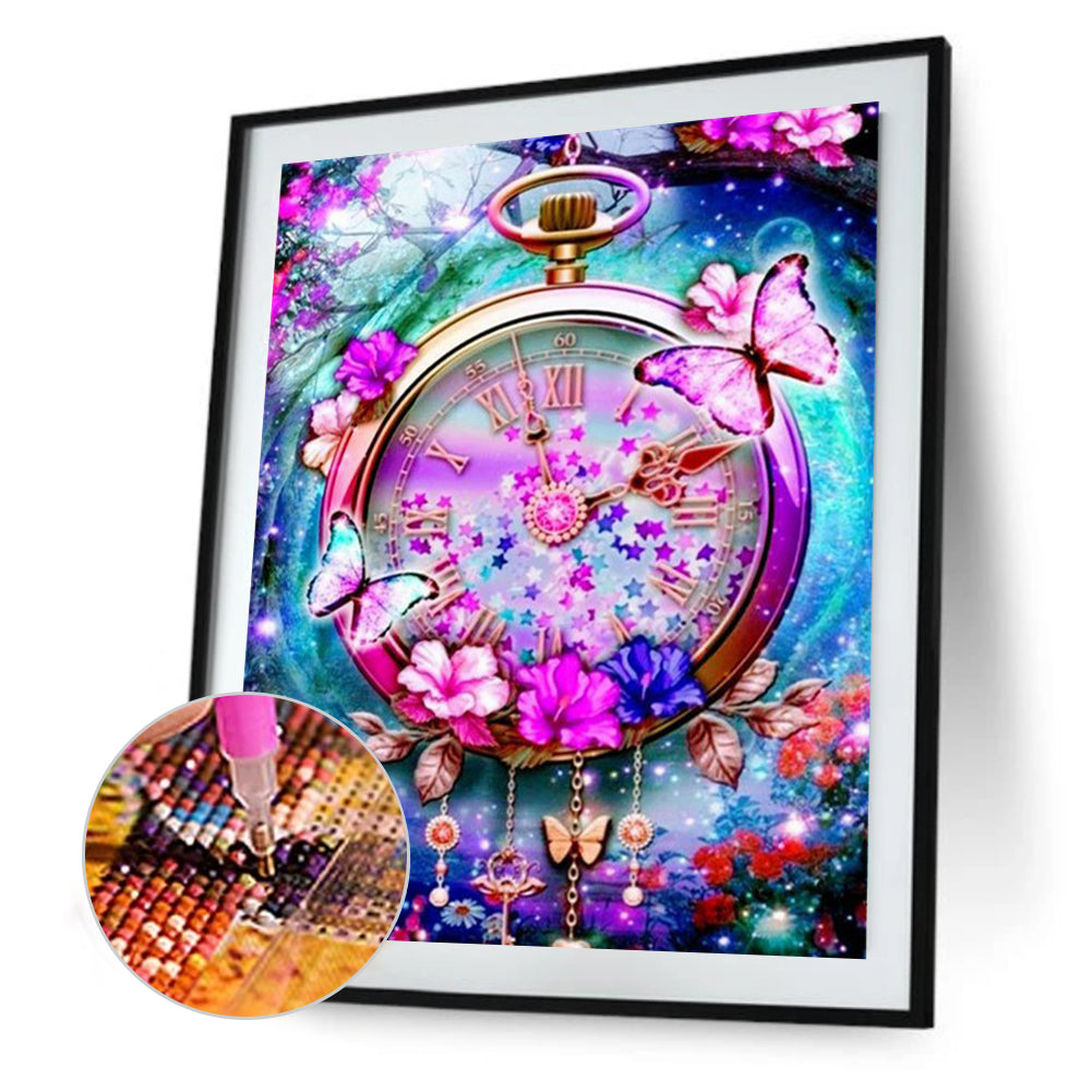 Butterfly Pocket Watch - Full Square Drill Diamond Painting 30*40CM