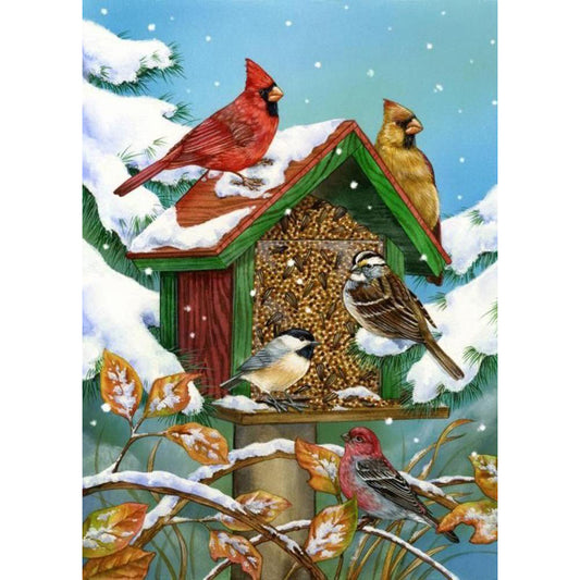 Winter Snow Birds - Full Round Drill Diamond Painting 40*50CM