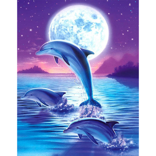 Jumping Dolphin - Full Round Drill Diamond Painting 40*50CM
