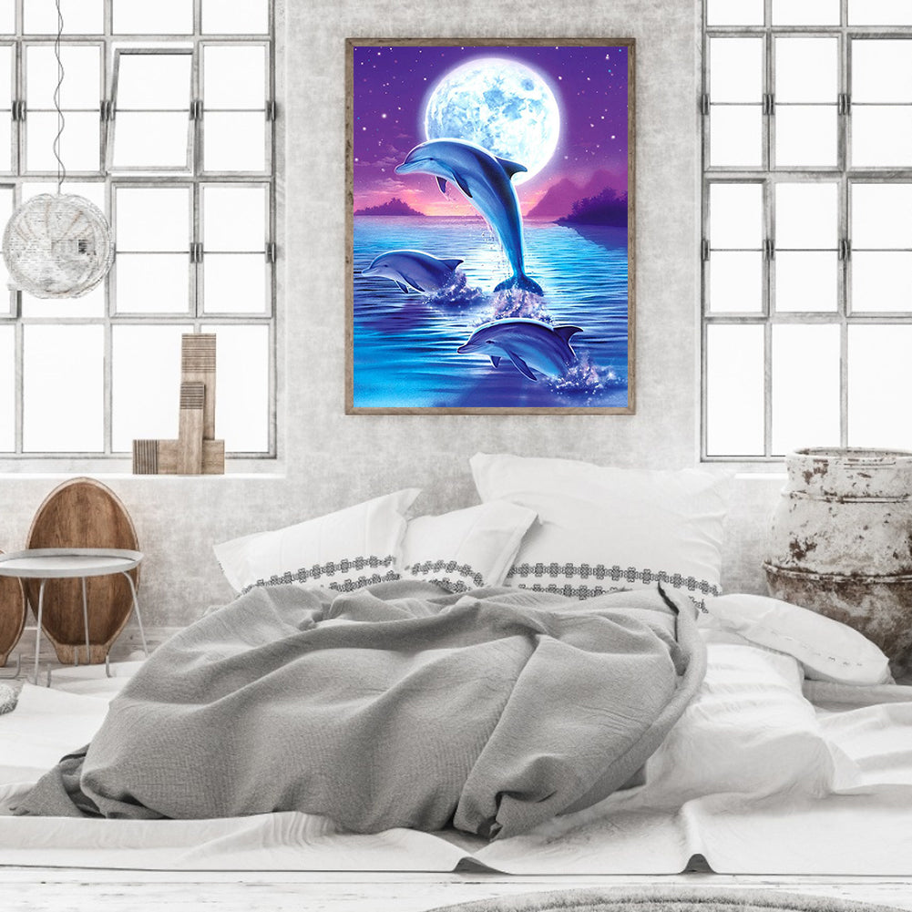 Jumping Dolphin - Full Round Drill Diamond Painting 40*50CM