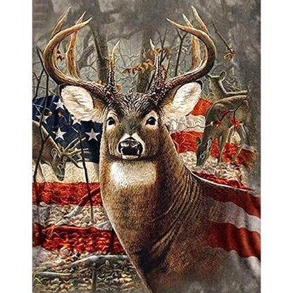 Mizi Flag Elk - Full Round Drill Diamond Painting 40*50CM