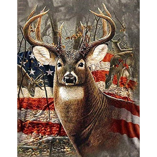 Mizi Flag Elk - Full Round Drill Diamond Painting 40*50CM