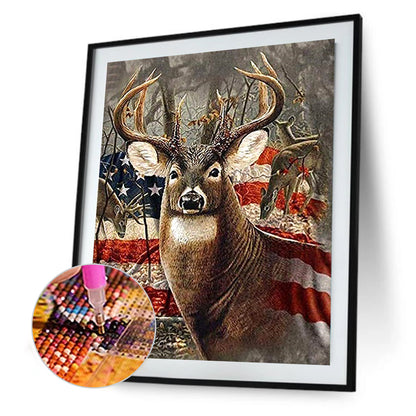 Mizi Flag Elk - Full Round Drill Diamond Painting 40*50CM