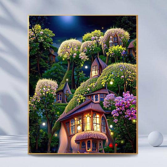 Mushroom House - Full Round Drill Diamond Painting 30*40CM