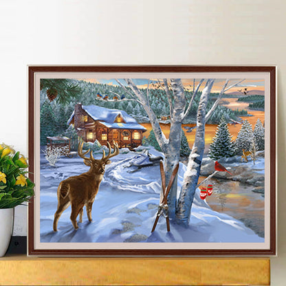 Country Elk - Full Round Drill Diamond Painting 40*30CM