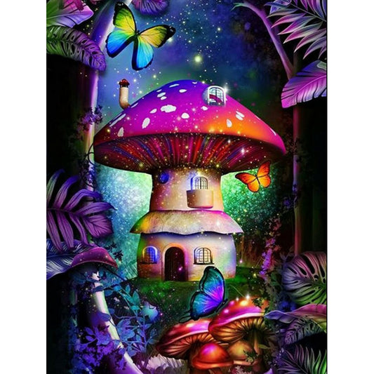 Mushroom Tree House - Full Round Drill Diamond Painting 40*50CM