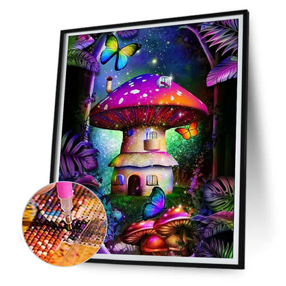 Mushroom Tree House - Full Round Drill Diamond Painting 40*50CM