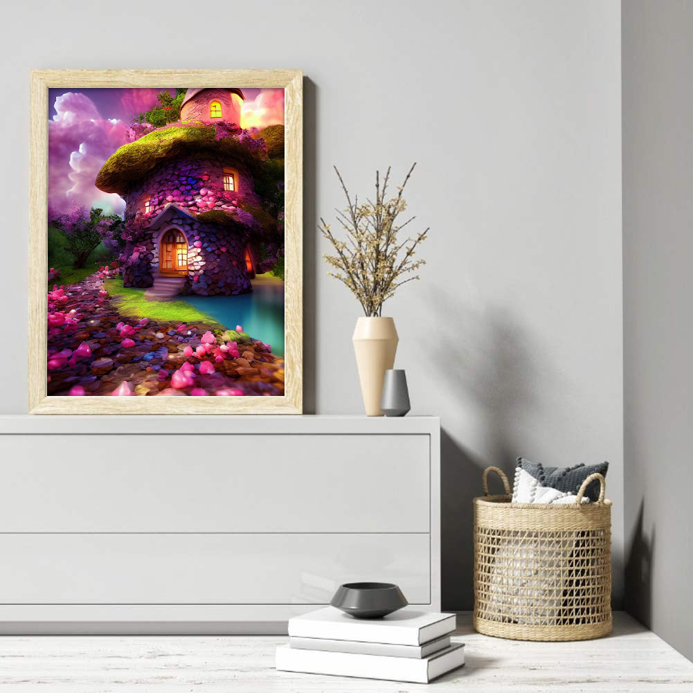 Mushroom Tree House - Full Round Drill Diamond Painting 50*60CM